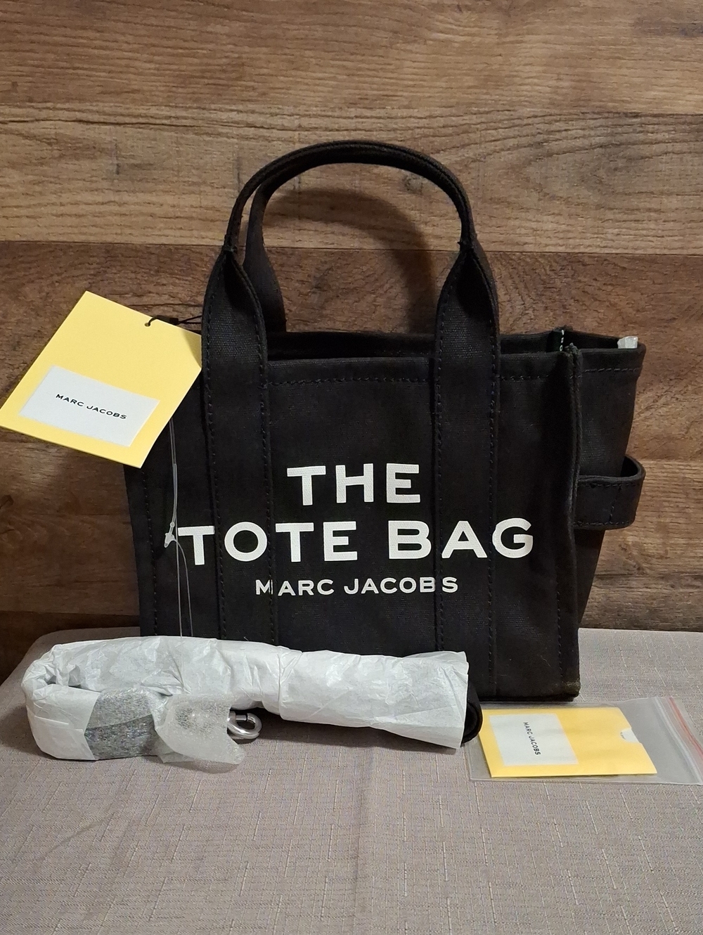 Marc Jacobs Black 'The Tote Bag' Canvas Shopper with White Logo